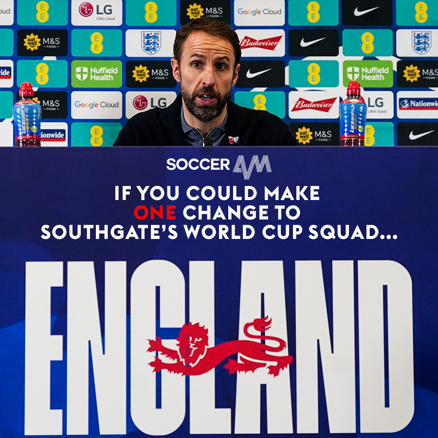SoccerAM's tweet image. What ONE change would you make to the England World Cup squad? 👀🔃