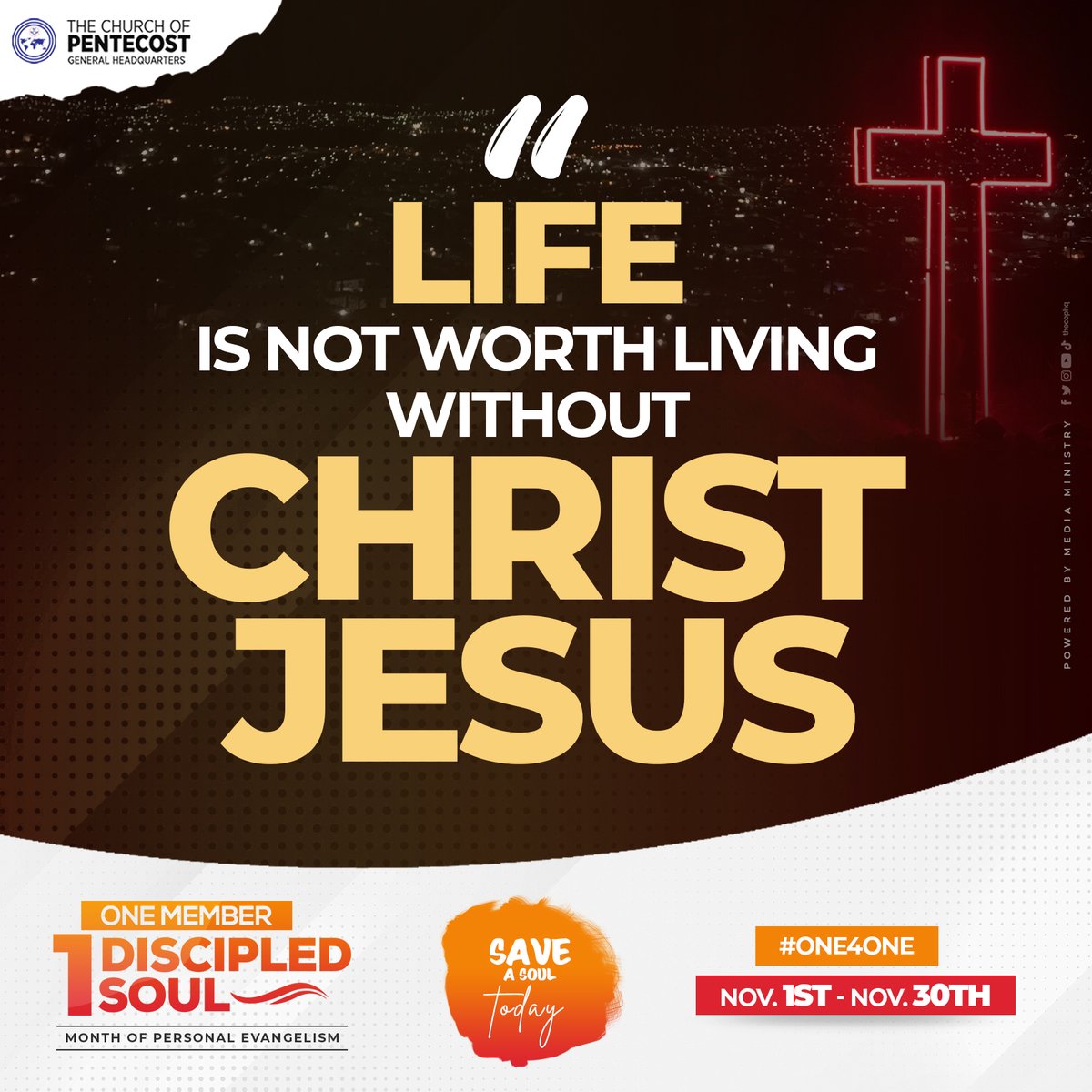 thecophq's tweet photo. Life without Christ is meaningless; without purpose and hope. There is no trust, no joy.

#One4One | #PossessingtheNations https://t.co/aEtcAvl804