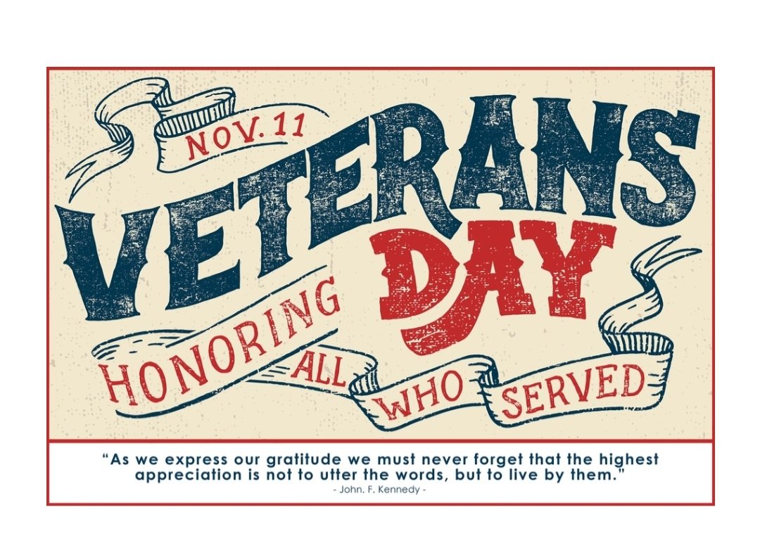 This week we fully expressed our democracy by voting and today we fully express our appreciation for all who have served so that we could have that right.

#HappyVeteransDay