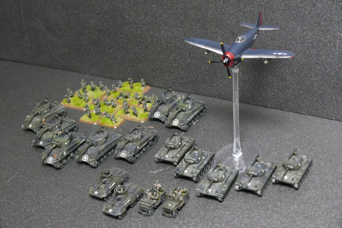 Akakitsune_pike's tweet photo. 明日のFlames of War会で使う米独100pt編成が完成しました。
M4シャーマン(後期)中隊対旅団パンター中隊。
間に合ってよかった…。
#FlameOfWar
#100スケモ https://t.co/jqyut6DOfq