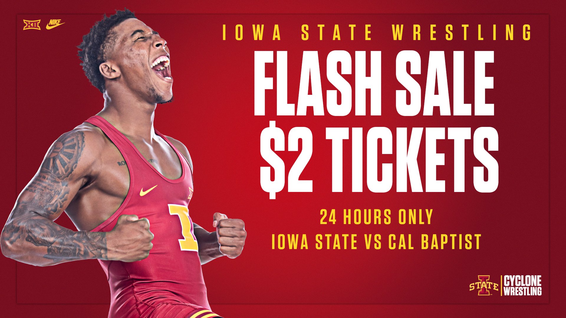 Iowa State Wrestling on Twitter "🚨 𝗙𝗟𝗔𝗦𝗛 𝗦𝗔𝗟𝗘 🚨 Tickets for our home