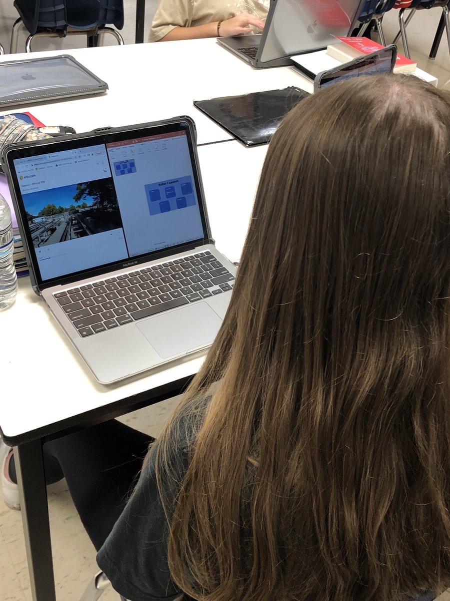 ShannonDescamps's tweet photo. Tackling Visual Learning Quest 2 for #21things @REMCAssociation today. Students are creating graphic organizers in PPT to rate @cedarpoint roller coasters! Fun way to start a Friday. POV videos are fun 🤩. #computerliteracy #fraserfamily https://t.co/8fvHrCT4Y9