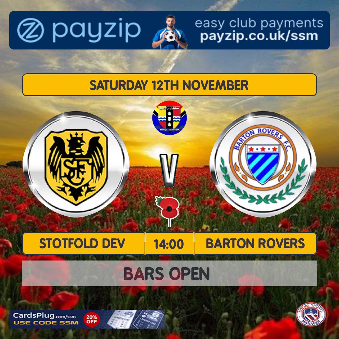 stotfoldDevs's tweet photo. Tomorrow we host @rovers_barton at the JSJ Stadium 
2pm KO 
Bars open 🍺🍺
@bedscountylge 
#UptheFold 🟠⚫️ https://t.co/UbpHDqQLKb