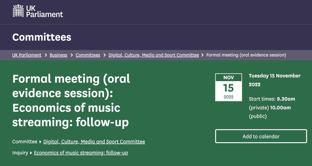 If you want to understand what's been going on in the world of #BrokenRecord &amp; #FixStreaming for the past year, you might want to tune in to watch these sessions in parliament with @CommonsDCMS. 

I'm up at 11am.