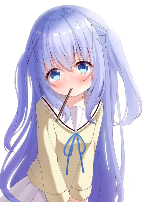チノちゃんとポッキーゲーム(+59min) お題:ポッキー #ごちうさ版深夜のお絵描き60分一本勝負
