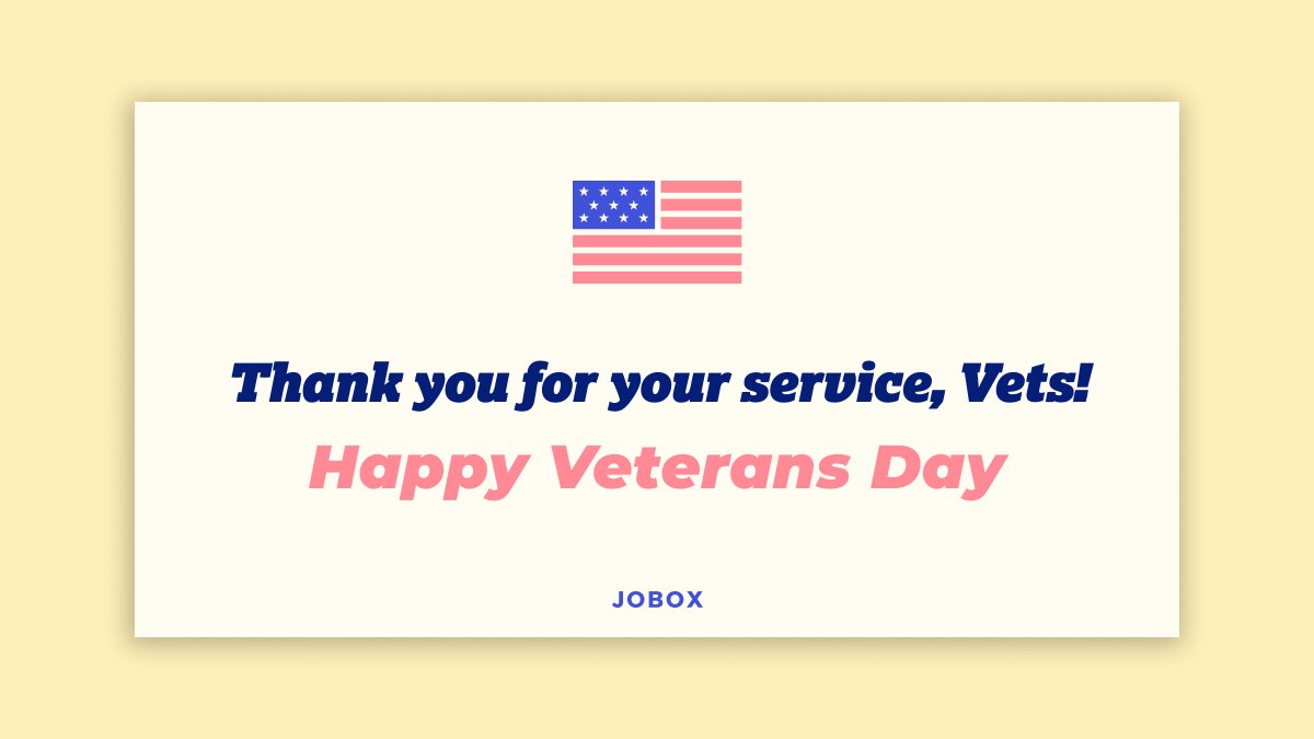 Jobox_ai's tweet image. Jobox wants to give a special thank you to all Veterans. We are grateful for your service and we appreciate all you do for us. Happy Veteran&apos;s Day! #veteransday #thankyouveterans #veteransareheroes #honorveterans