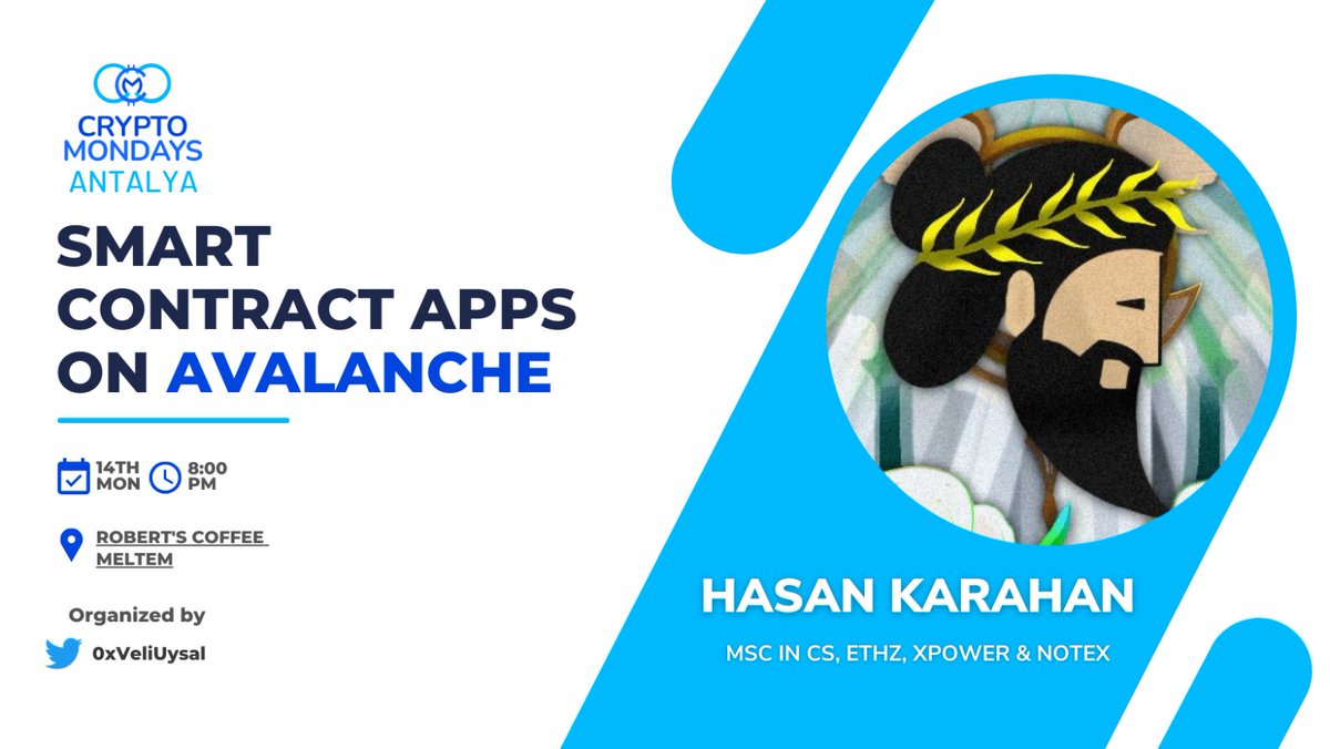 We are organizing our fifth #CryptoMondays event in Antalya 🎉

🗓 14/11/2022 8.00PM
📍 Robert’s Coffe, Meltem

We are waiting all blockchain ethusiasts to our meeting, see you on Monday!

Join our Antalya TG group to be informed about the next meetings!
 t.me/CMAntalya