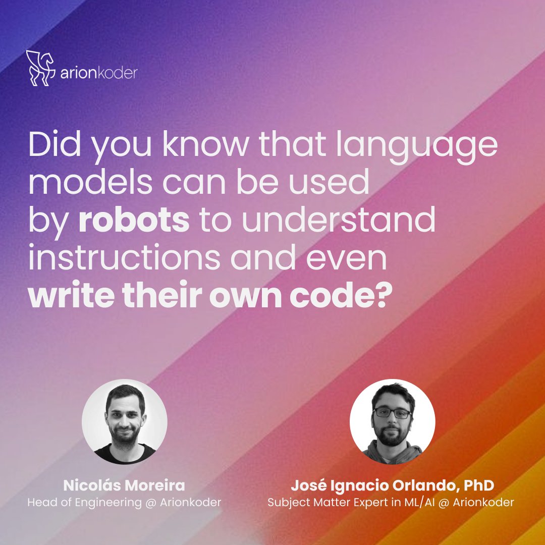 ArionKoder's tweet photo. Did you know that robots can now understand instructions in natural language and even write their own code? 

Read the full piece by @nicolas_moreira and @ignaciorlando here: https://t.co/NatAll6kZX

#artificialintelligence #nlp #automation https://t.co/O33pwj9cA6