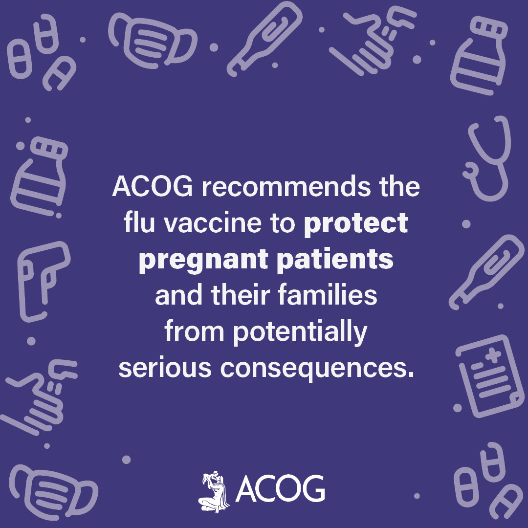 acog's tweet photo. Both COVID-19 and flu vaccines have been shown to reduce illness, hospitalizations, and deaths. ACOG recommends that pregnant individuals receive both vaccines. Learn the importance of getting a flu vaccine during pregnancy: https://t.co/gsMn78Tquh #FluFactFriday #ACOGFightsFlu https://t.co/OuW5Bkob58