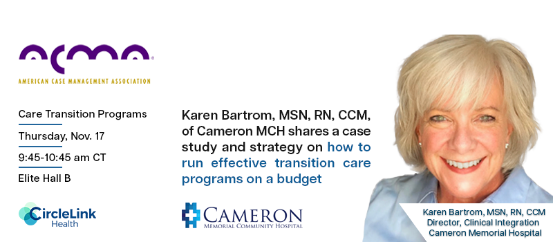 CircleLink_H's tweet photo. Attending the #ACMA22 Annual Conference next week? 

You’ll not want to miss Karen Bartrom’s, MSN, RN, CCM, live presentation on how she implemented a successful care transitions program on a budget by leveraging a strategic partnership with CircleLink Health. https://t.co/nZSy6bwQSp