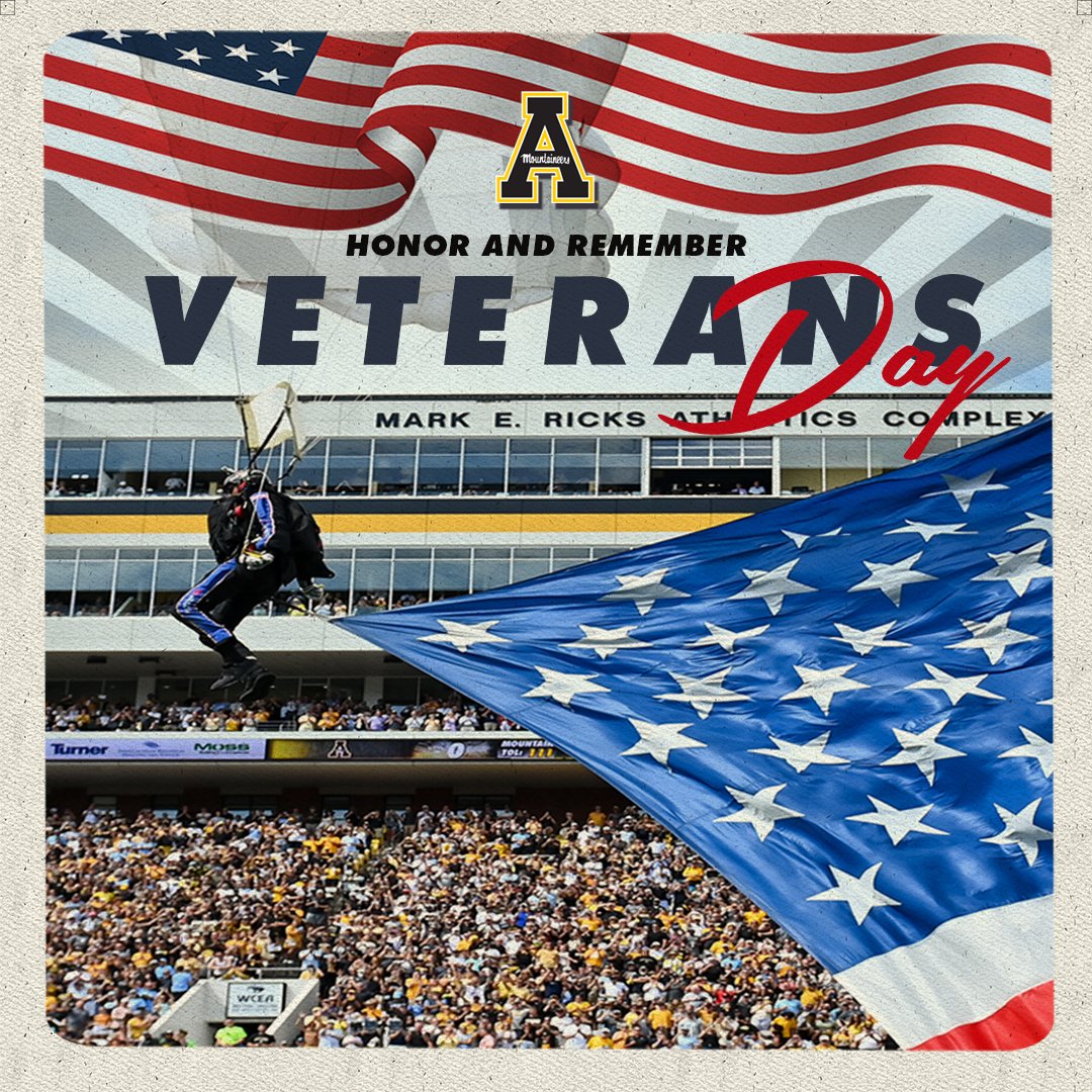 appstatesports's tweet photo. On this day and every day, we thank you for your service in protecting our freedom. 🇺🇸

#VeteransDay https://t.co/pYbD5Muc9N