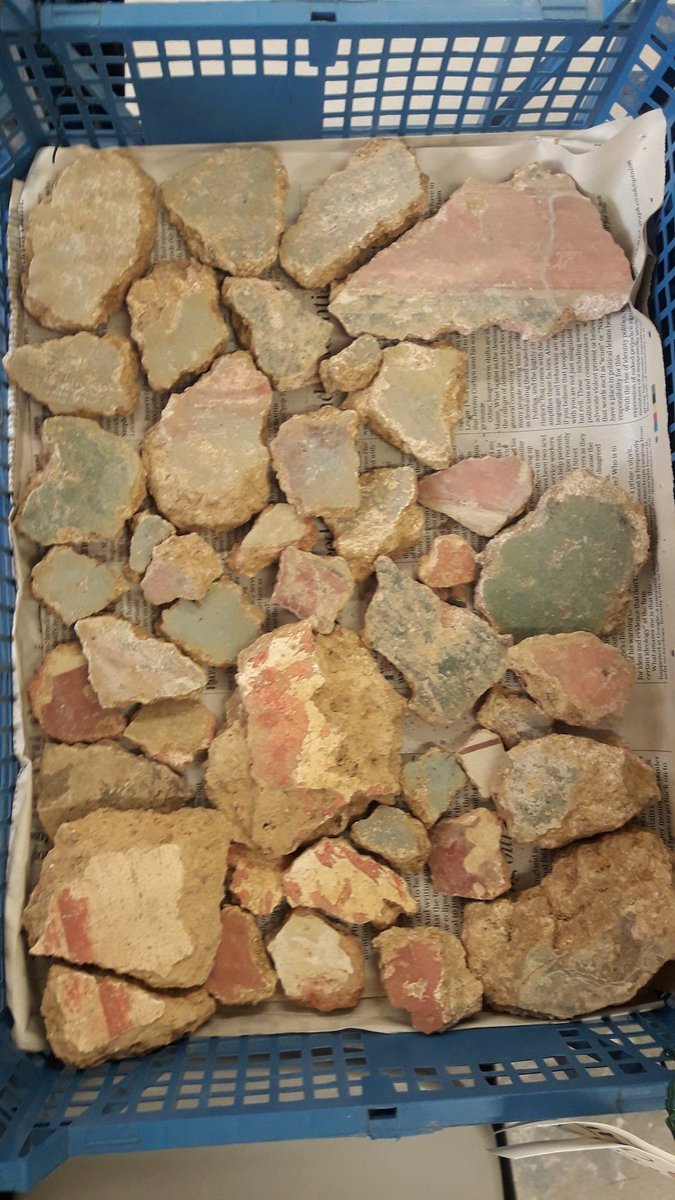 NanceSw's tweet photo. A day of being plastered ๐ round corners and a little bit of mosaic ๐ @NatTrustArch @NTChedworth #Romanplaster https://t.co/9dgMsASt8X