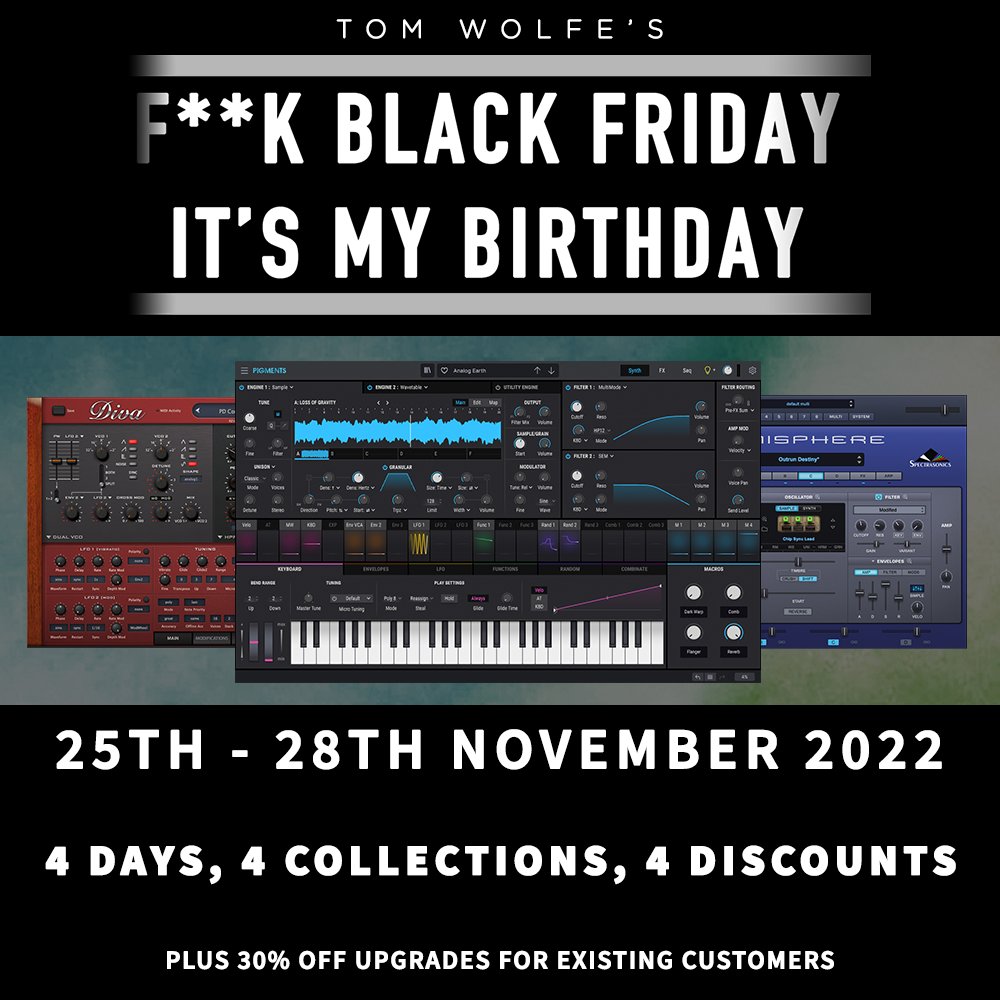 tomwolfe_music's tweet photo. 4 Days, 4 Collections, 4 Discounts -  Every year I like to celebrate my birthday by offering huge discounts on my biggest products, and this year is no different. With up to £680 in savings available, make sure you don’t miss out! Head to https://t.co/IvaXE5DDCO to find out more! https://t.co/5kwsqVQ27p