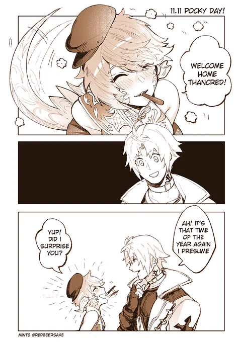 [ Wolcred ] Yay! Managed to rush out something simple for Pocky day! 😳 #FFXIV #FF14 
