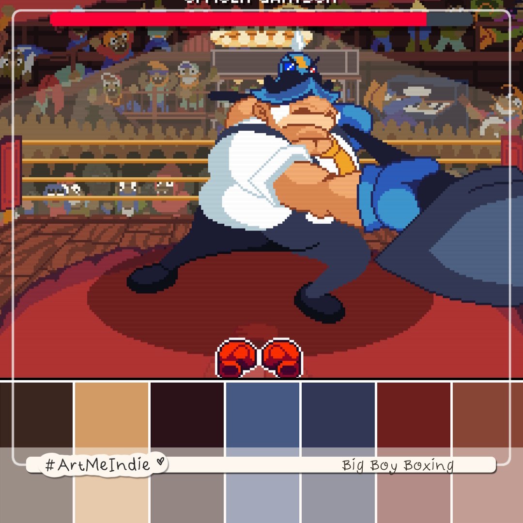 Art Me Indie / Color Feed of Indie Games (@artmeindie) on Twitter photo ๐ The Colors of #PitchYaGame // 04
๐จ An #IndieGame inspired #ColorPalette
๐ฎ Game: Big Boy Boxing
๐ The #GameDev: <a href="/realsoupmasters/">Soupmasters ๐ฅ</a>
-//-
#Art #IndieGames #GameDev #IndieGameDev
#IndieDev #PixelArt #MadewithUnity ๐ The Colors of #PitchYaGame // 04
๐จ An #IndieGame inspired #ColorPalette
๐ฎ Game: Big Boy Boxing
๐ The #GameDev: <a href="/realsoupmasters/">Soupmasters ๐ฅ</a>
-//-
#Art #IndieGames #GameDev #IndieGameDev
#IndieDev #PixelArt #MadewithUnity
