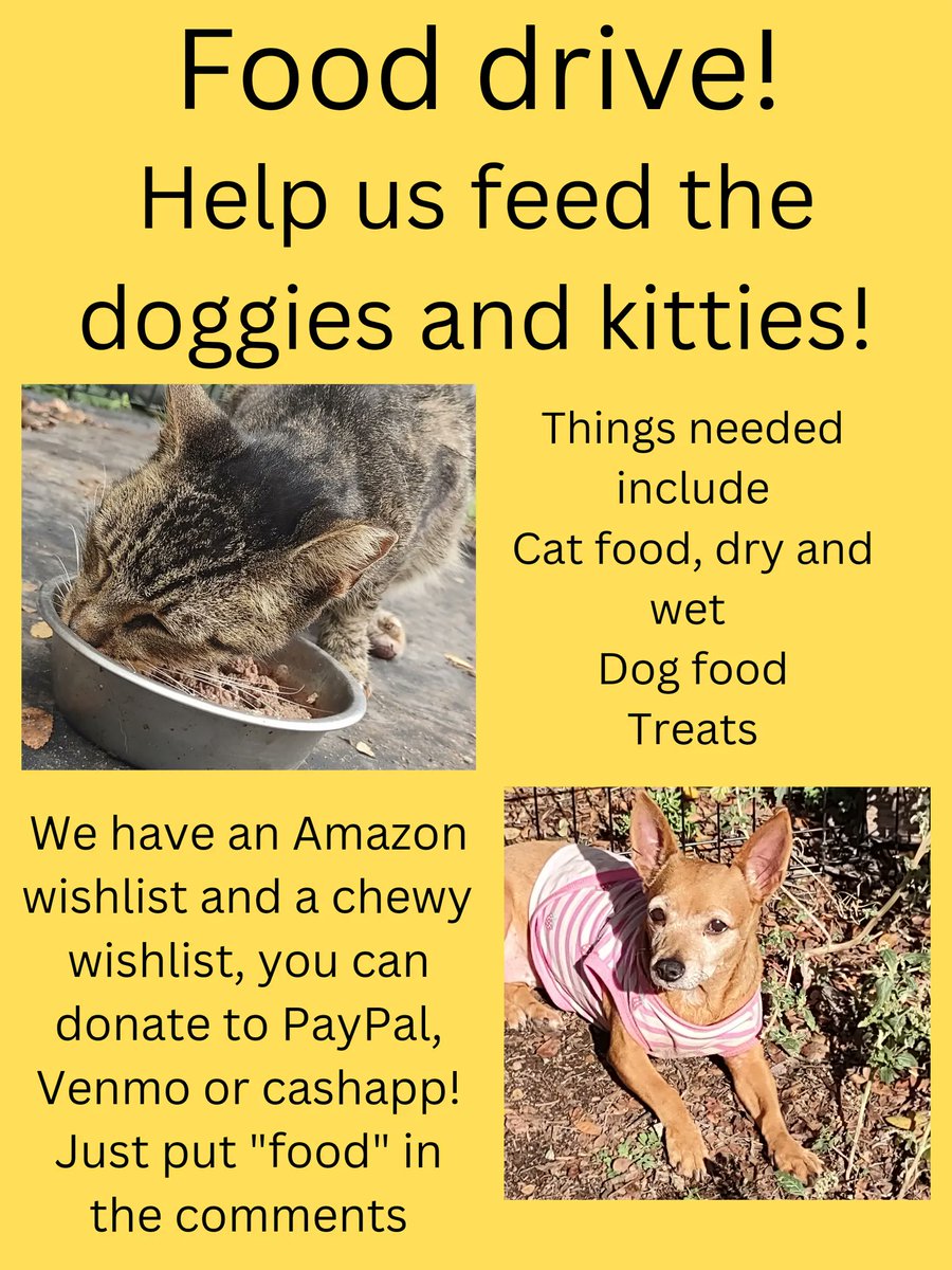 Amazon wishlist 
amazon.com/hz/wishlist/ls…
Chewy wishlist
chewy.com/g/voice-for-an…
I have read that there is a way to set up a Walmart wishlist. I will be exploring how to get that done this weekend. If anyone has any tips on places that have pet food cheaper, please contact us!