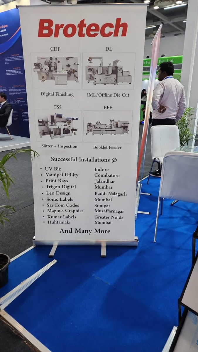 Brotech Labelexpo India day 1✅
Our best seller machine CDF 330 is demonstrated live.
If you're in the area, stop by to visit our partner Weldon Celloplast Limited to discuss your label finishing and converting solution needs.
Looking forward to seeing you there.🤩
#Labelfinish