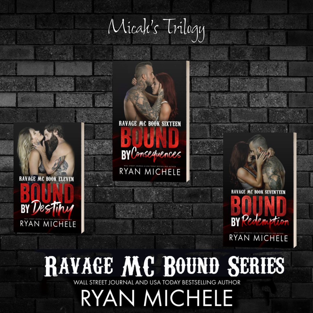 Beautifully raw, my heart was crushed then glued back together in the best kind of way. ~Book Club Gone Wrong
Bound by Destiny: books2read.com/BoundbyDestiny
Bound by Consequences: books2read.com/boundbyconsequ…
Bound by Redemption: books2read.com/BBRedemption
#mcromance #darkromance #ryanmichele