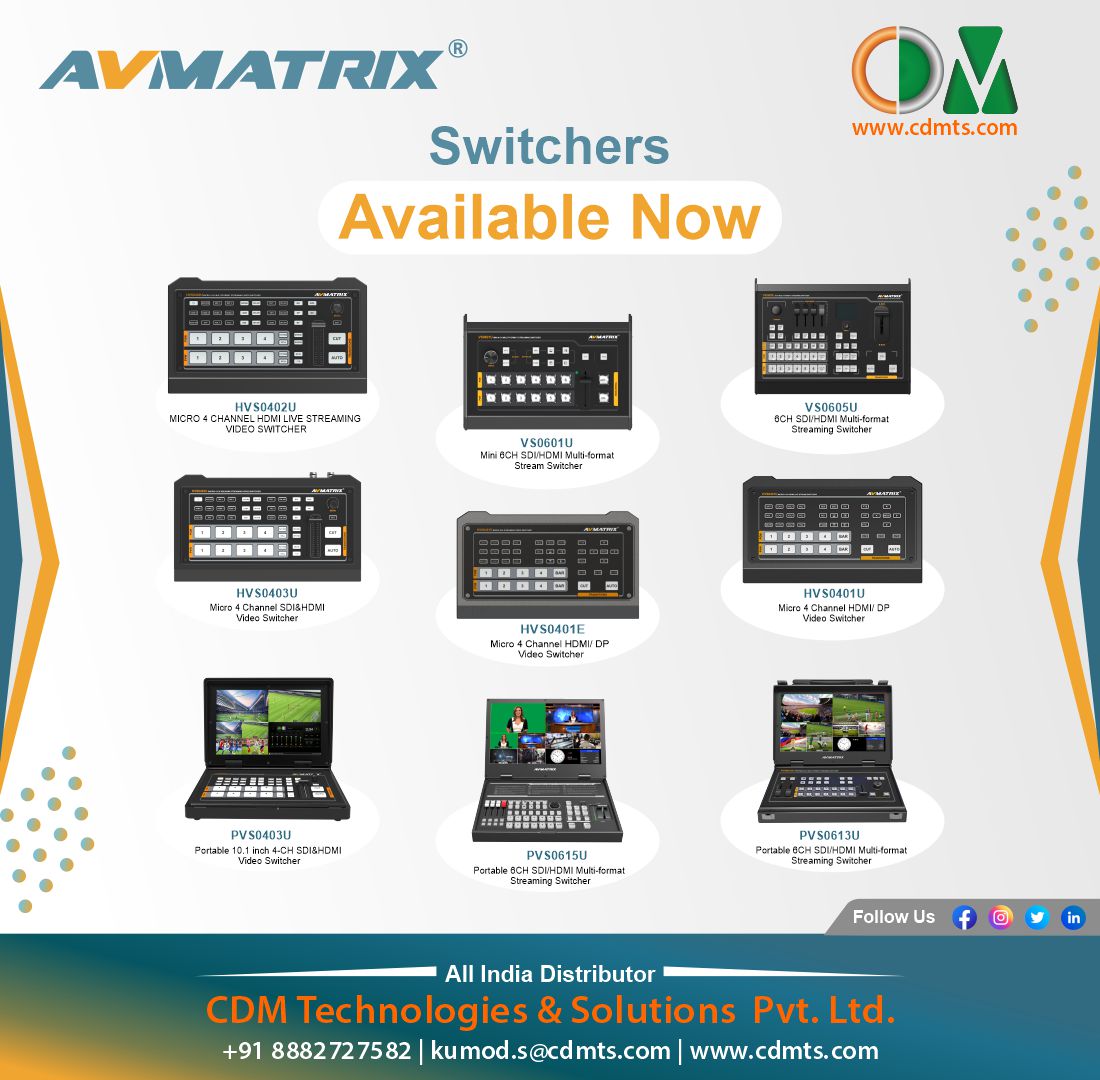 CDMTS's tweet photo. Available Now:
AV Matrix Switchers
#Avmatrix #HDMI #audio #LAN #media #PC #Software #USBC #Streaming #input #Output #configration #capture #Multiviewer #Switcher #4channel #live #6channel #videoswitcher #videoswitcher #multiformat https://t.co/uE7J9pYhDM