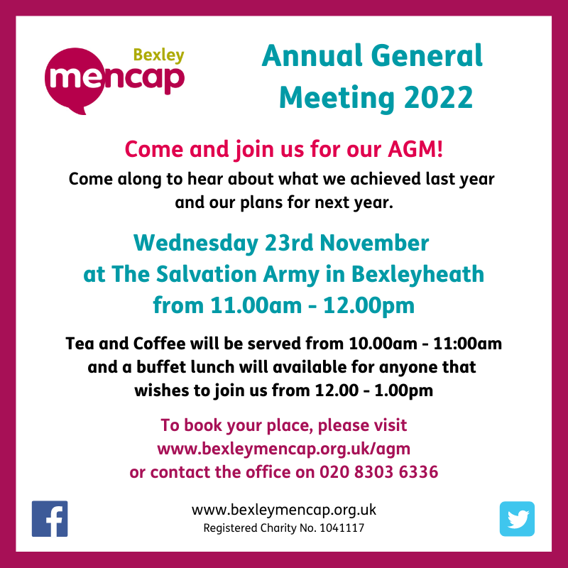 Just a reminder that our AGM is on 23 November, please let us know if you can attend
