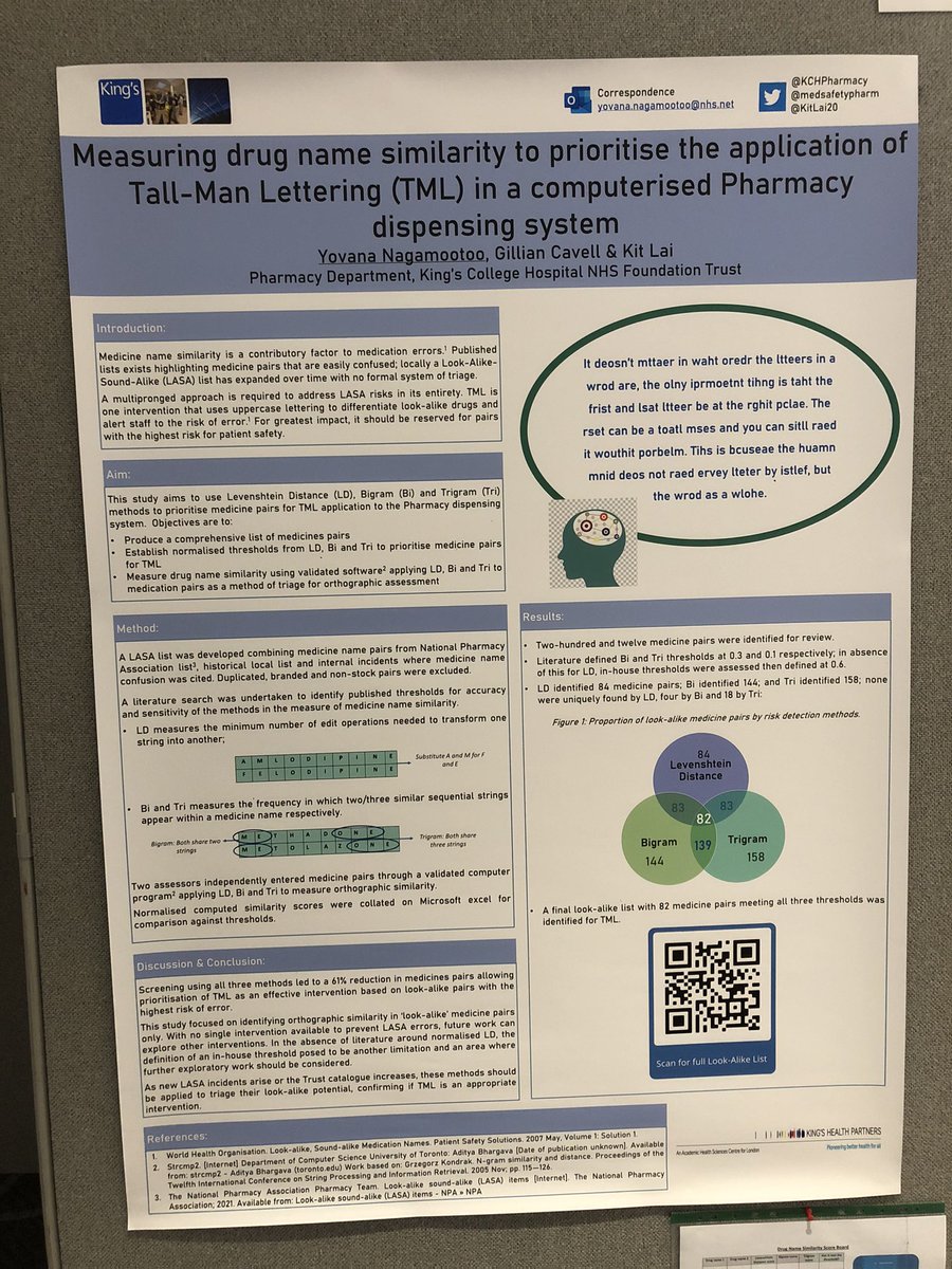 Drug name similarity can contribute to wrong drug errors. Is there a case for #tallmanlettering as a patient safety intervention? @KCHPharmacy @rpharms #MedSafetyWeek