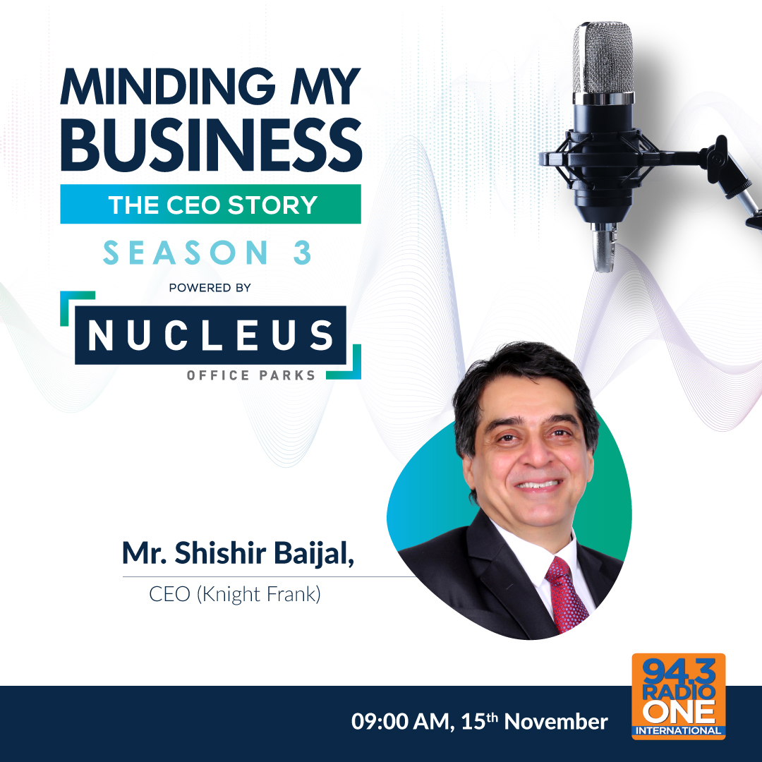 Nucleus Office Parks partnered with Radio One for their radio podcast ‘Minding My Business’. Mr. Shishir Baijal, CEO, Knight Frank, is our guest speaker to share insights on the commercial real estate industry. Tune in to Radio One <a href="/9AM/">9AM NEWS</a> on 15th November.