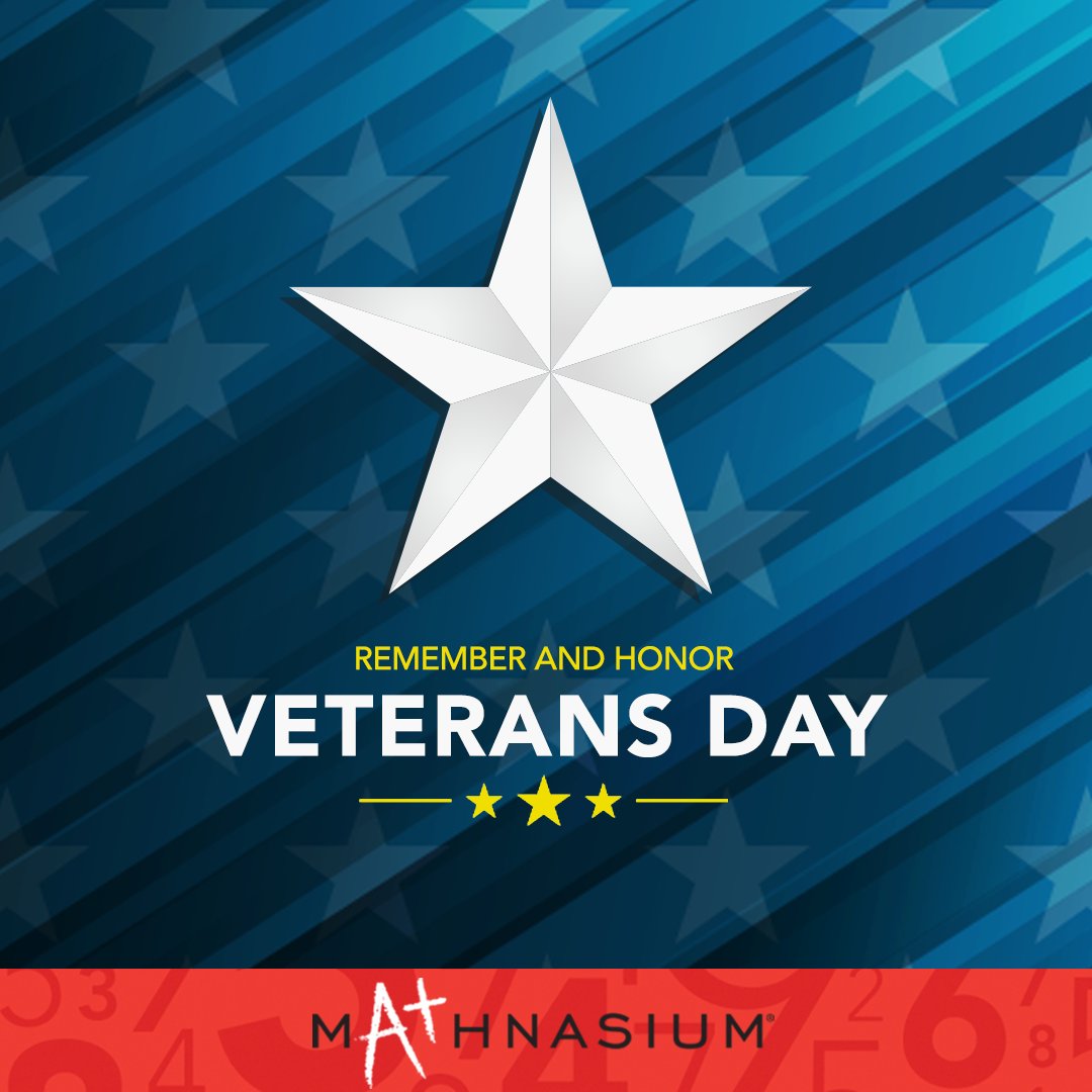 MathnasiumWNY's tweet photo. Happy #VeteransDay to all the brave men and women who have served in the United States Armed Forces! Thank you for your service. We honor you today and always. ❤️🇺🇸💙 #Mathnasium #US #Veterans https://t.co/SL72JOWjFM