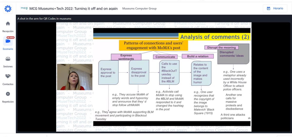 peinadormarta's tweet photo. How #SocialMedia users experience #museums’ posting on social issues with @sophiabak in #Musetech2022. Analysing user comments &amp; how they express sentiments. communicate or build a personal narrative. Interesting conclusions! https://t.co/1HGVyiUzyC