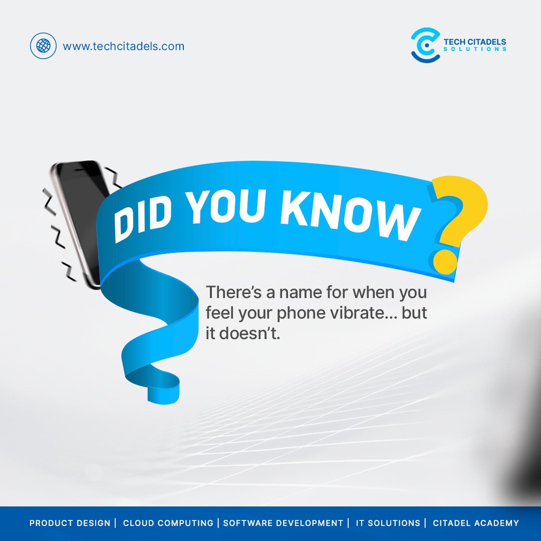 TechCitadels's tweet photo. This is my favorite #tech fact! 👀 

📍“Phantom Vibration Syndrome” is when someone thinks their phone is #vibrating, but it isn’t 😅😉

#googleandroid #phantom #frequency #techsolutions #techmobile #androidweb https://t.co/VcSfVTqsk1