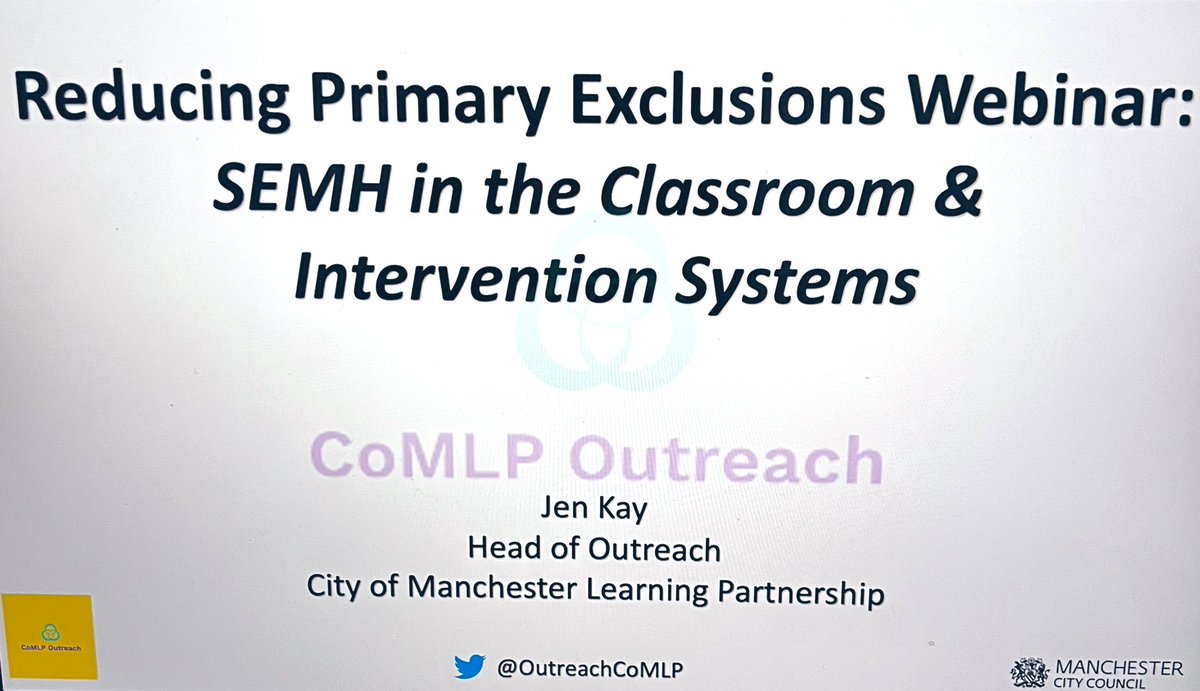OutreachCoMLP's tweet photo. Great to contribute to the @mcr_education webinar yesterday with focus on universal provision! #inclusion #manchester #support #semh #send #apworks #schoolexclusions #education #edutwitter #universal #qualityfirstteaching https://t.co/mboJ1pos70