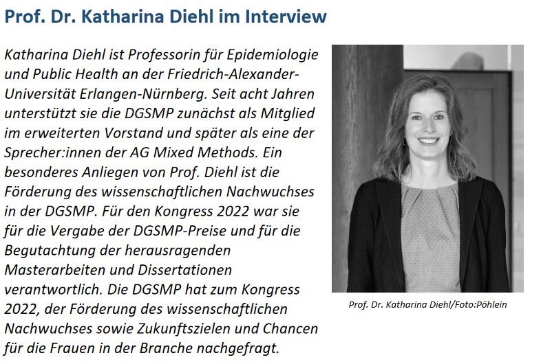 Für den aktuellen Rundbrief der @DGSMP_e_V wurde ich zu Förderung des wissenschaftlichen Nachwuchses und Möglichkeiten & Chancen von Frauen im Bereich #PublicHealth/#Prävention befragt. Lieben Dank für das Interview!
#Gleichstellung #WissenschaftlicherNachwuchs @UniFAU