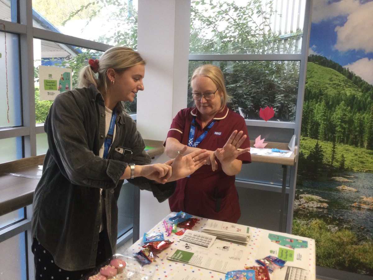 AnnJinOT's tweet photo. Final round up of #OTWeek22 in the Orangery with information &amp; activities from the last 4 days
Lots of treats for everyone
And learning how to communicate our names using sign language
@park_ot @NHSJennyB @CaraOates1 @dent2_zoe @GMMH_NHS https://t.co/1qxNJdPcjD