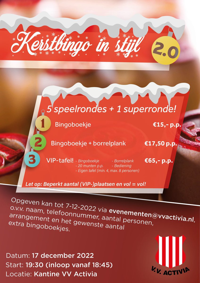 vvactivia's tweet photo. Van nummertjes kruisen thuis voor de buis, naar bingo-en in het clubhuis! 

Kerstbingo 2.0 in stijl.....

Alle informatie is te vinden op de flyer! Opgeven via evenementen@vvactivia.nl https://t.co/P6XGOkEulE
