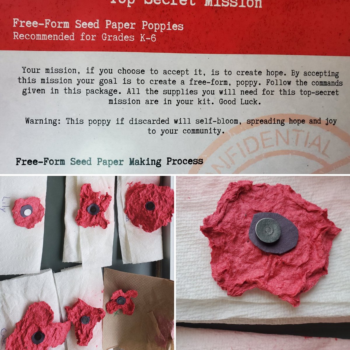 mmevanneste's tweet image. Students made free-form plantable poppies with paper and poppy seeds to wear today. They are looking forward planting them! @StRitaOCSB #PoppyProject #ocsbRemembers #LestWeForget