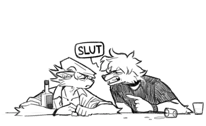 and heres a sketch, can kinda see whiskey's expression better 