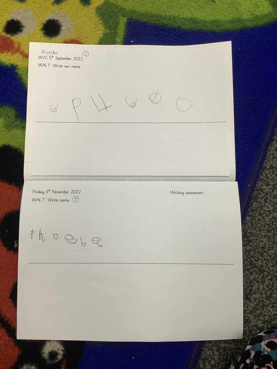 receptionbwp's tweet photo. ✏️✨We are writers! Look how far we’ve come. We have worked so hard over the past half term, using our perfect pencil grip and have worked really hard to form all the letters in our names.✏️✨ #learningme #uniquechild @BWEnglishHub @Burleywoodheadp https://t.co/HgQMidRl1h