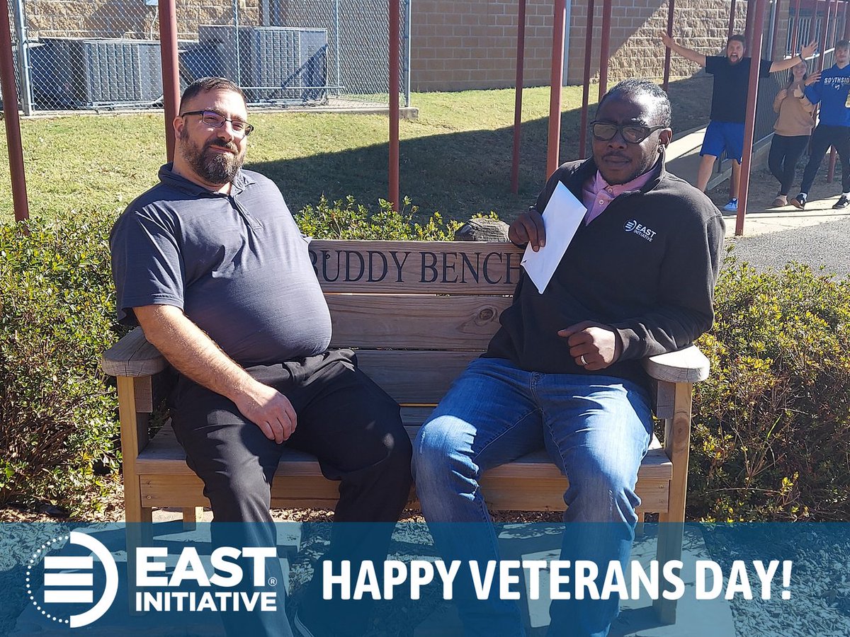 EASTinitiative's tweet photo. EAST at South Side Bee Branch High School invited Leigh and Q from EAST Staff to speak at their Veterans Day program yesterday.
Please join us in thanking Leigh, Q, and all Veterans for their bravery and service. #EASTProud https://t.co/f4VqRBwJvH
