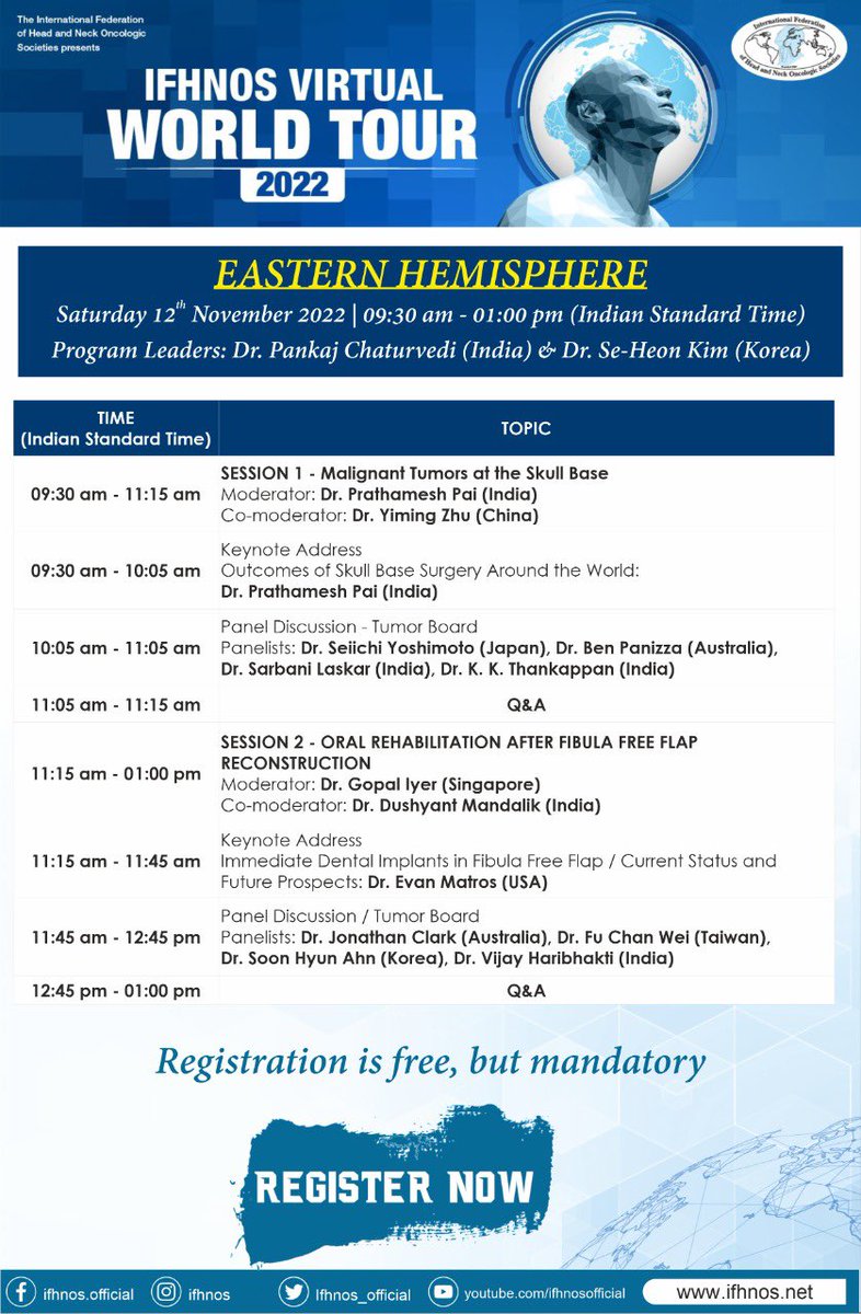 docarjunsingh's tweet image. Don’t miss this amazing opportunity to meet some of the best in the business (and of course discuss head neck cancer) @Ifhnos_official @aomsiOfficial @IAOMS @AOCMF_official @BAHNOOfficial @BAOMSOfficial @aaoms