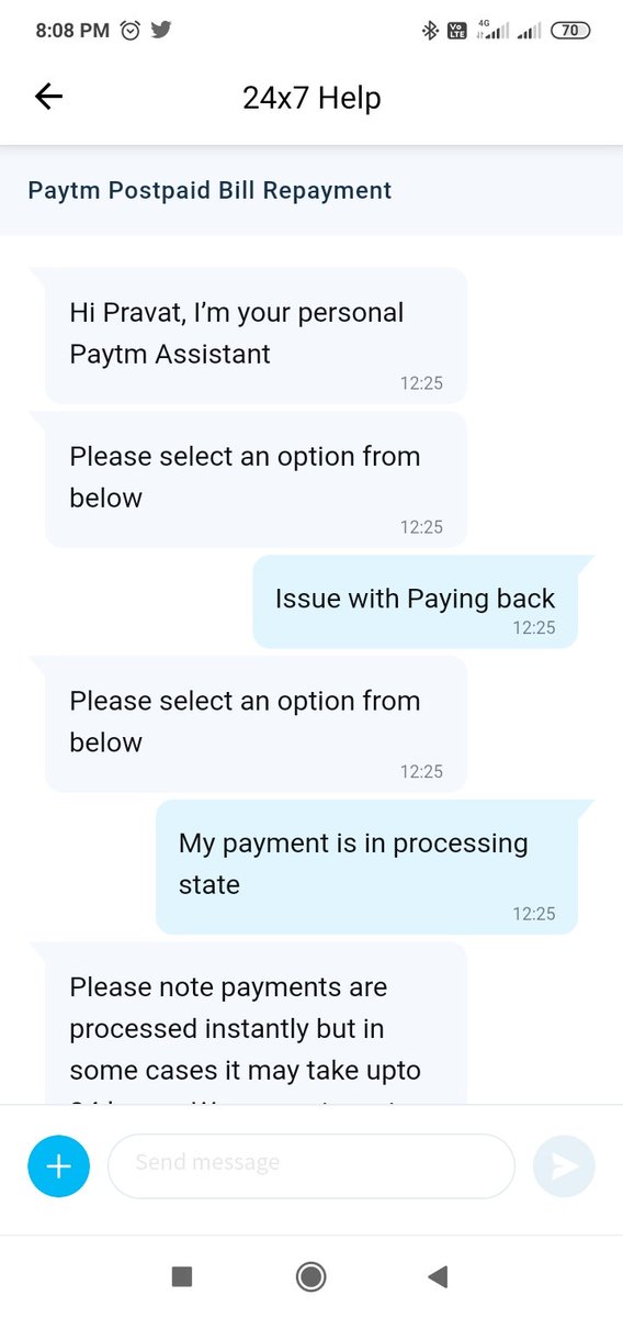 PravatKumarBa20's tweet photo. Still processing @Paytmcare of Service. माना पड़ेगा आपकी सेवा को ले के। गजब सेवा प्रदान करे रहे हो। ३ दिन से ए सेवा चल रहा है। मेरा ट्रांसेक्शन समाप्त हो नही रही और मुझे रिटर्न भी नही मिल रहा है. @Paytm @paytmbankcare
#ServiceOfPaytm
#VeryPoorService https://t.co/xuYZrJW8Qw
