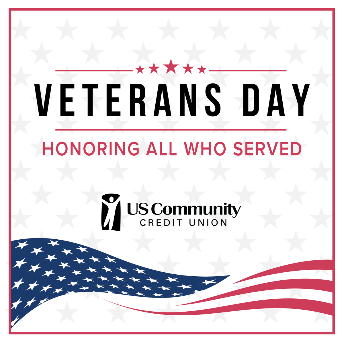 USCommunityCU's tweet image. Courage! Bravery! Honor! Selflessness! These are just a few words we have chosen to recognize and honor the Veterans in our lives. Those who have served the past, and to those currently serving, we thank you! Happy Veteran's Day.