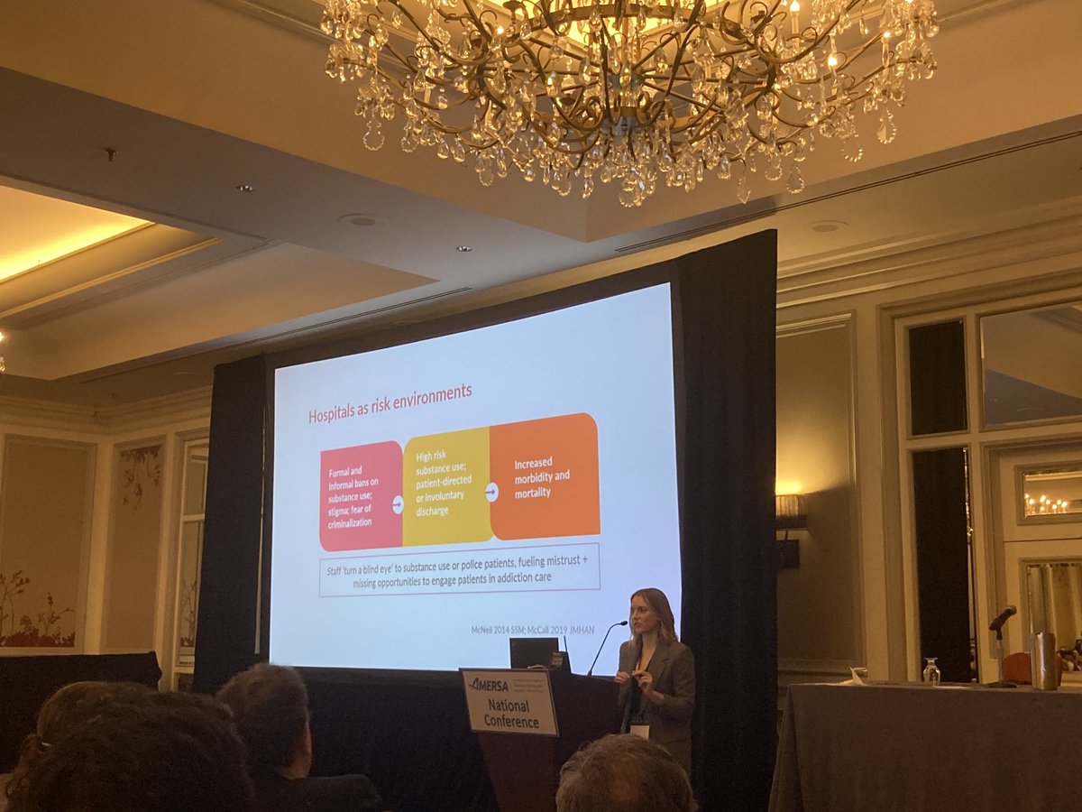 ⁦<a href="/ehyshka/">Elaine Hyshka</a>⁩ keeping it real with us: many patients WILL use drugs while hospitalized. Neither policing nor ignoring are the solution. Harm reduction is the only way! 📢📢📢