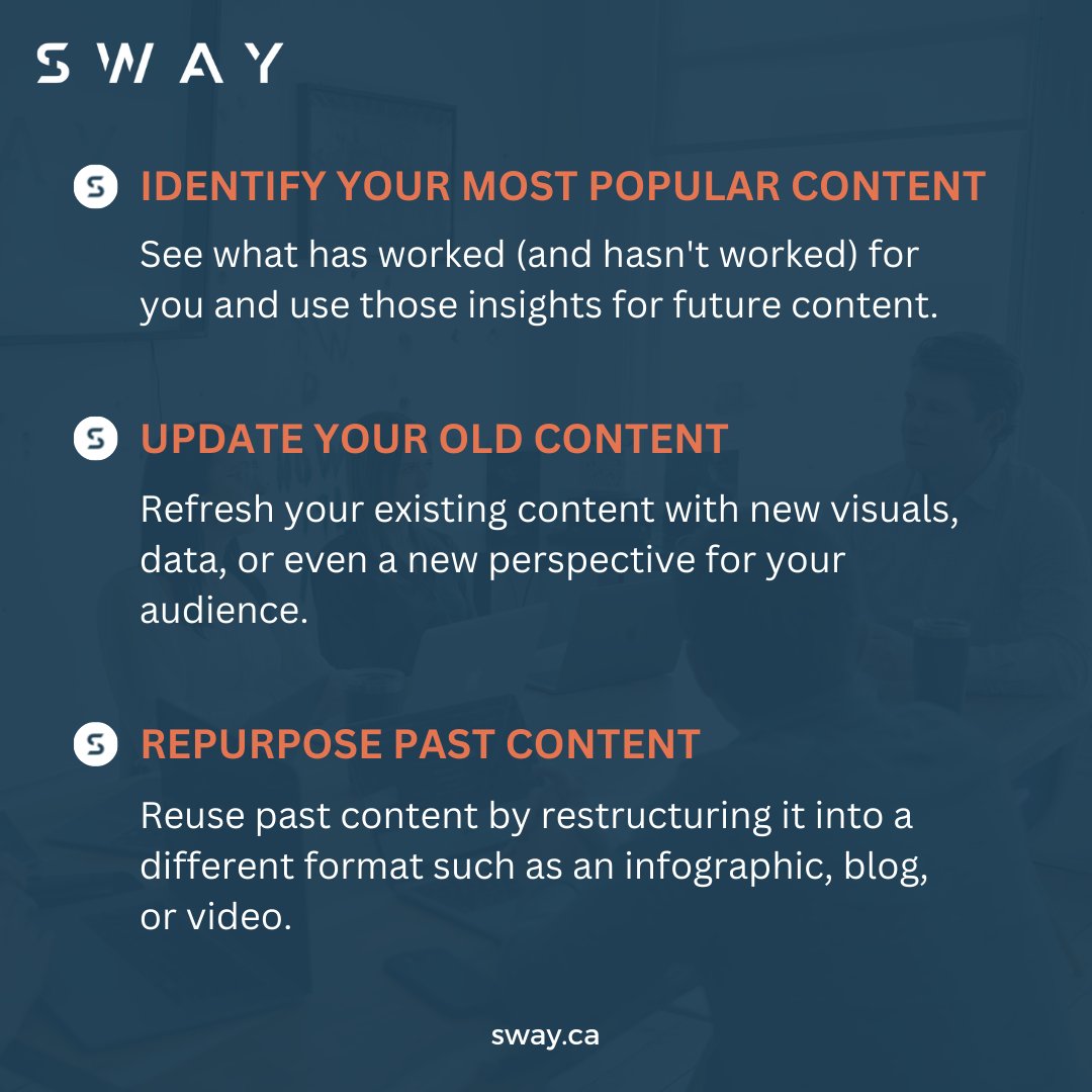💡Focus On Your Existing Content

As marketers, we are so often faced with producing vast quantities of content that we tend to overlook the value in the existing assets we already have.

✅ Check out some of our favourite tips to ensure your existing content is being utilized!
