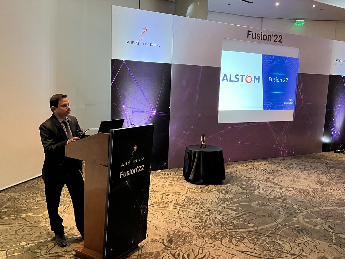 mishraamresh's tweet photo. Hemant Srivastava , Project Director , @AlstomIndia is presenting #CustomerSuccessStory during #Fusion22 in NewDelhi.                                                        @ALUEnterprise  @ABSIndia1 @SunilAr43795014 @prasath_L_rao @sujit18 @RajeshMadan https://t.co/0z18uCEQfT