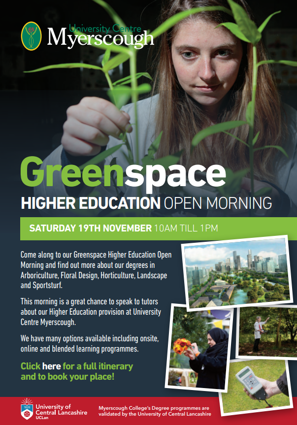 Not long now until our Greenspace and Creative Studies open morning. Thank you to all those that have booked on.
If you are thinking of coming, but have not yet booked on, the full itinerary and booking link is available by clicking on the link below:
ucmyerscough.ac.uk/whats-on/green…