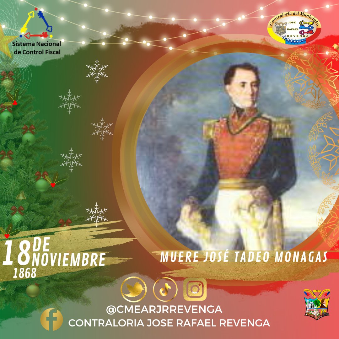 CMEArJRRevenga's tweet photo. #TalDiaComoHoy #18DeNov en 1868 📅 Fallece el militar y político venezolano, José Tadeo Monagas, Presidente de la República en tres ocasiones. @CGRVenezuela @CEAragua @CesarOteroDuno @ziegler_rosa @Mippcivzla https://t.co/uRhl0nQCIa
