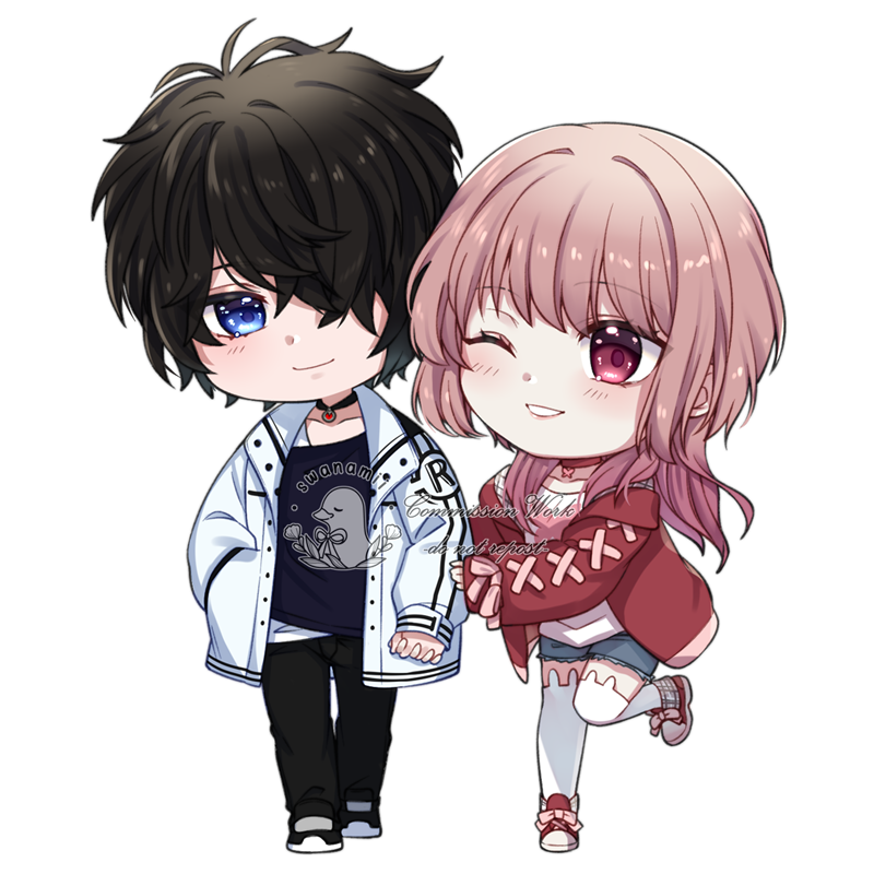 「Couple chibi commission for   THANK YOUU」|🌼🦆 Namii ★ CommOpenのイラスト