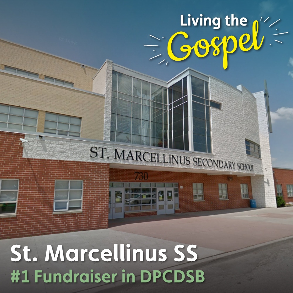 ShareLifeCan's tweet photo. Guess who is at the top spot twice in a row? That's right! @StMarcellinusSS is once again the top fundraiser for #ShareLife in @DPCDSBSchools! Thank you for being an inspiration to us all! #livingthegospel! 

Visit https://t.co/aaG9zWcy1L to see the full list of the top schools. https://t.co/eoJxvkp6Vm