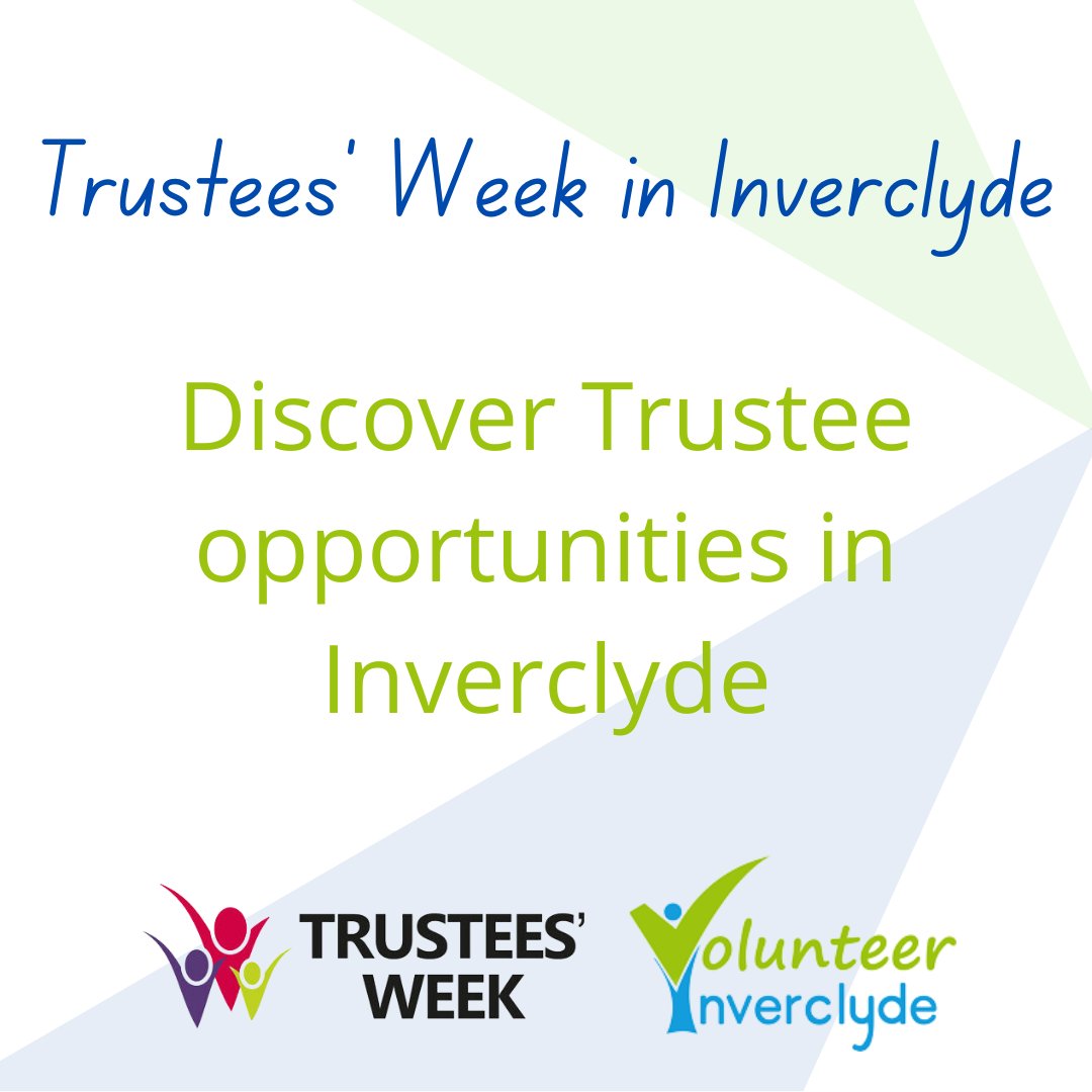ℹ Did you know there are over 160,000 Trustees’ in Scotland?

There are various opportunities to take up a Trustee role in Inverclyde!

Find out more on Volunteer Inverclyde: volunteerinverclyde.com/volunteers/eve… 

#TrusteesWeek
