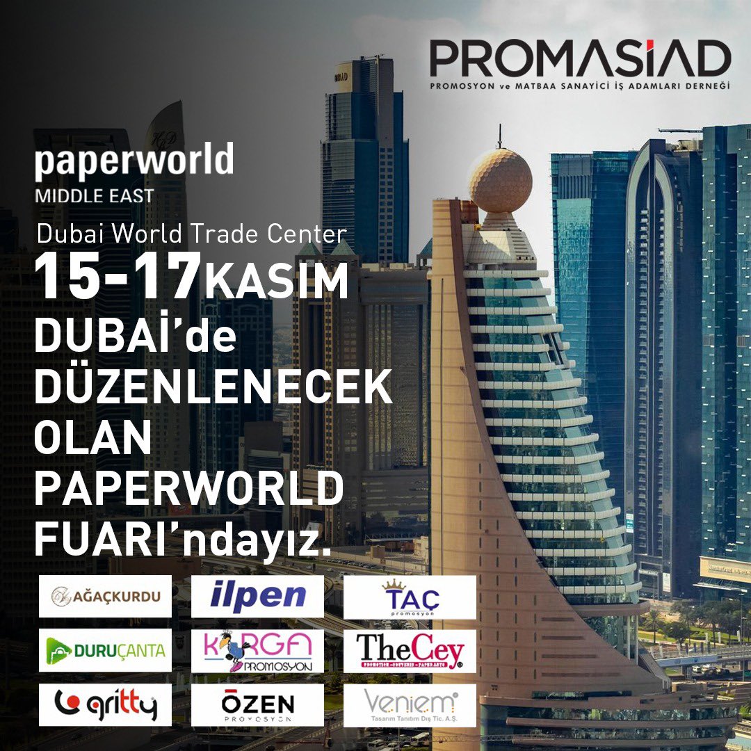 15 - 17 Kasım 2022 tarihleri arasında Dubai PAPERWORLD MIDDLE EAST – Kırtasiye, Büro Malzemeleri ve Yazı Gereçleri Fuarı derneğimiz işbirliği ve İstanbul Ticaret Odası Milli Katılım organizasyonuyla düzenleniyor. 

<a href="/itokurumsal/">İstanbul Ticaret Odası (İTO)</a> @paperworldMEA <a href="/giftslifestyle/">Gifts & Lifestyle Middle East</a>