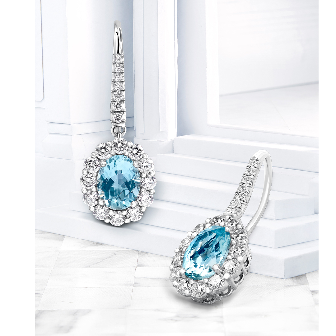 Style icon. Light blue aquamarines, bright and pure, bring a fresh, contemporary beauty to our classical 1735 cluster setting. Link in bio to shop the 1735 collection, inspired by Princess Diana’s Garrard engagement ring. #Garrard #Garrard1735 #InspiredByDiana #ATimelessIcon